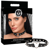Master Series Spiked Heart Bondage Choker Black Collars and Leads